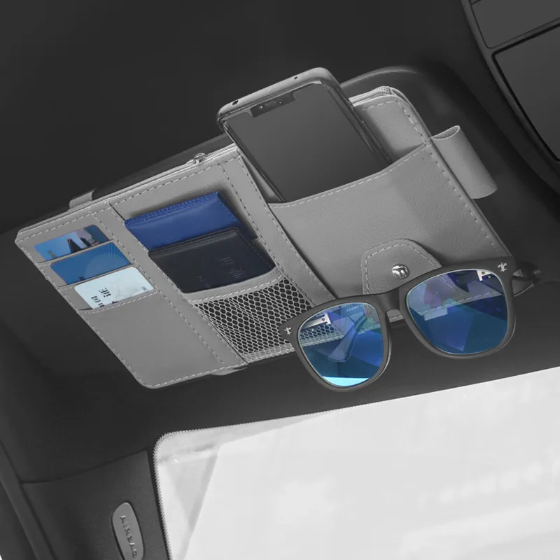 Organizador de visera de estilo de coche, bolsa de almacenamiento de visera de coche, organizador de visera de coche, soporte de tarjeta tipo cremallera, almacenamiento