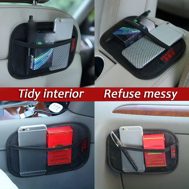 Bolsa de malla de cuero para coche, bolsas de red de almacenamiento de tela Oxford, organizador Interior de coche, almacenamiento de llaves y monedas, herramientas de almacenamiento automático