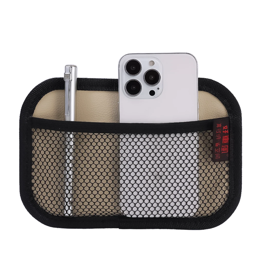 Bolsa de malla de cuero para coche, bolsas de red de almacenamiento de tela Oxford, organizador Interior de coche, almacenamiento de llaves y monedas, herramientas de almacenamiento automático