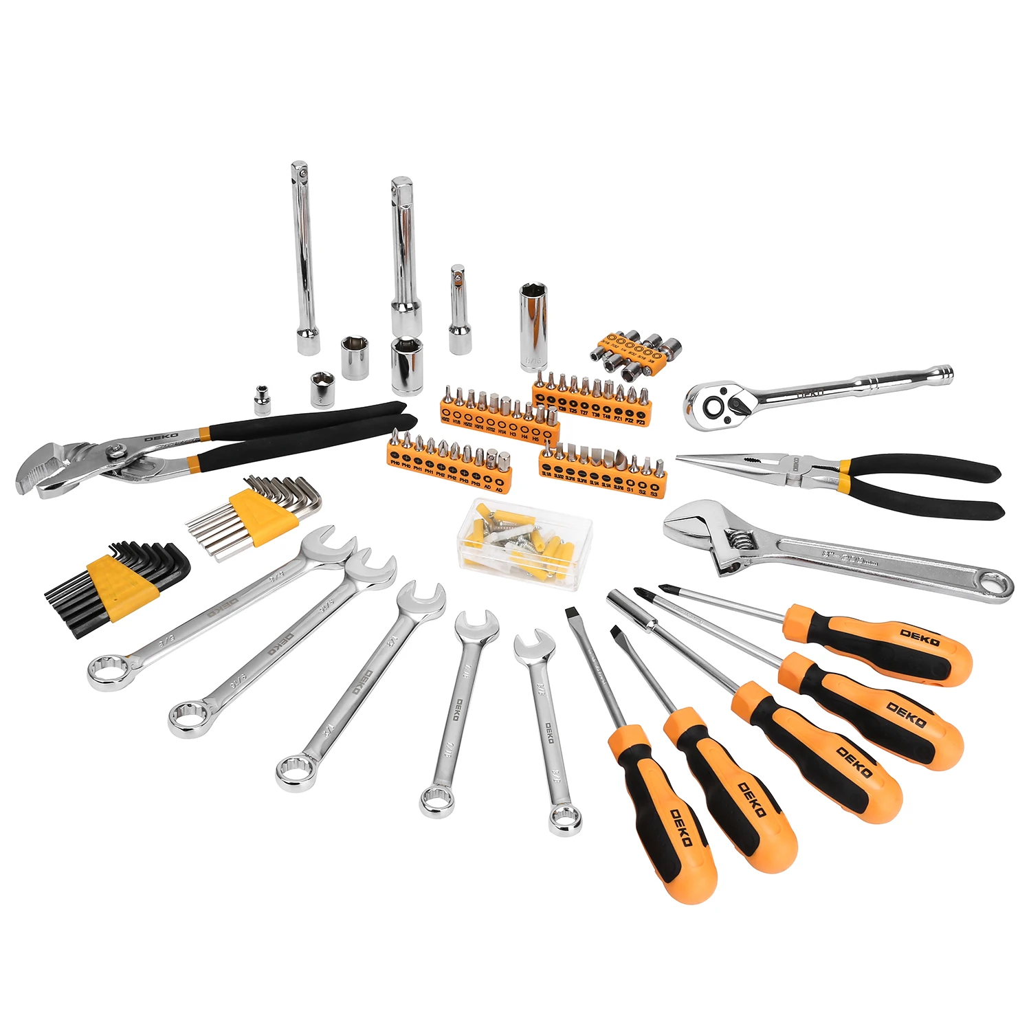 DEKO 192 198 Uds juego de herramientas de reparación de automóviles profesional llave de trinquete automática destornillador Kit de herramientas mecánicas con caja de moldeo por soplado