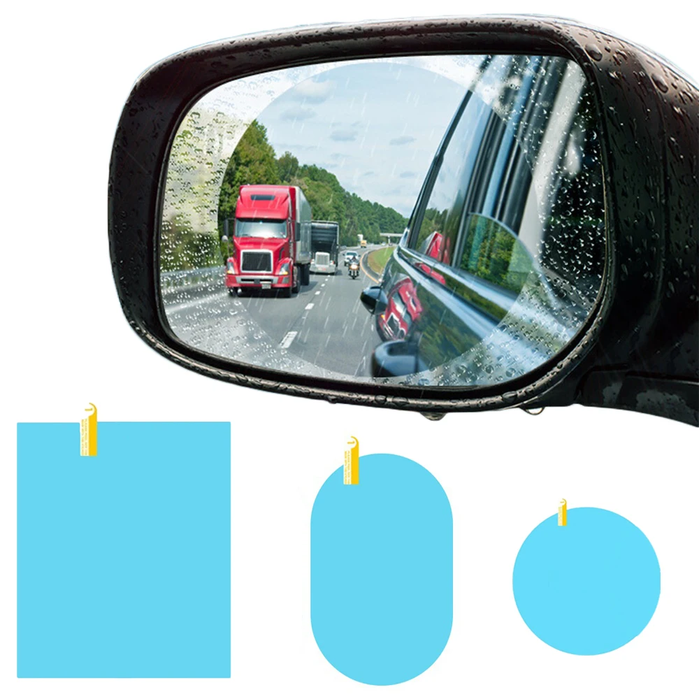 Pegatinas de películas impermeables para espejo retrovisor de coche, accesorios de película protectora impermeable antiniebla para conducción de seguridad lluviosa, 2 uds.