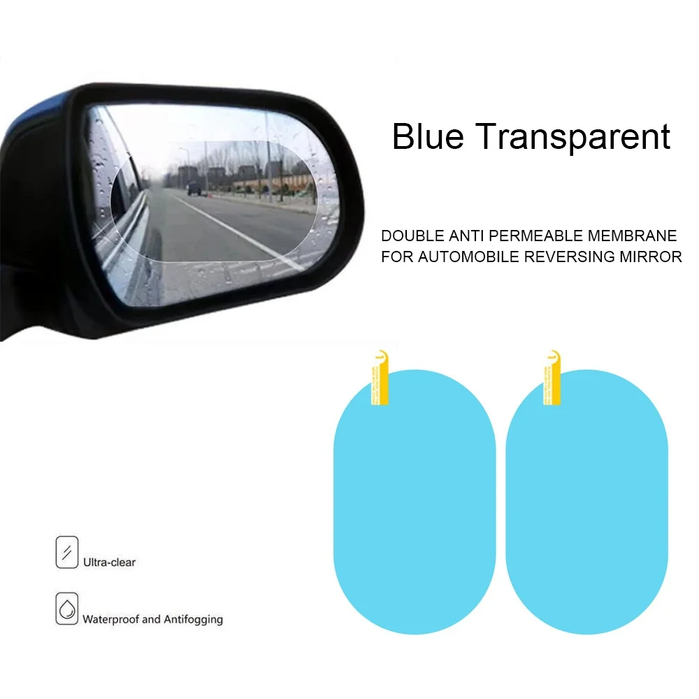 Pegatinas de películas impermeables para espejo retrovisor de coche, accesorios de película protectora impermeable antiniebla para conducción de seguridad lluviosa, 2 uds.