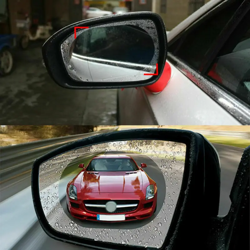 Pegatinas de películas impermeables para espejo retrovisor de coche, accesorios de película protectora impermeable antiniebla para conducción de seguridad lluviosa, 2 uds.