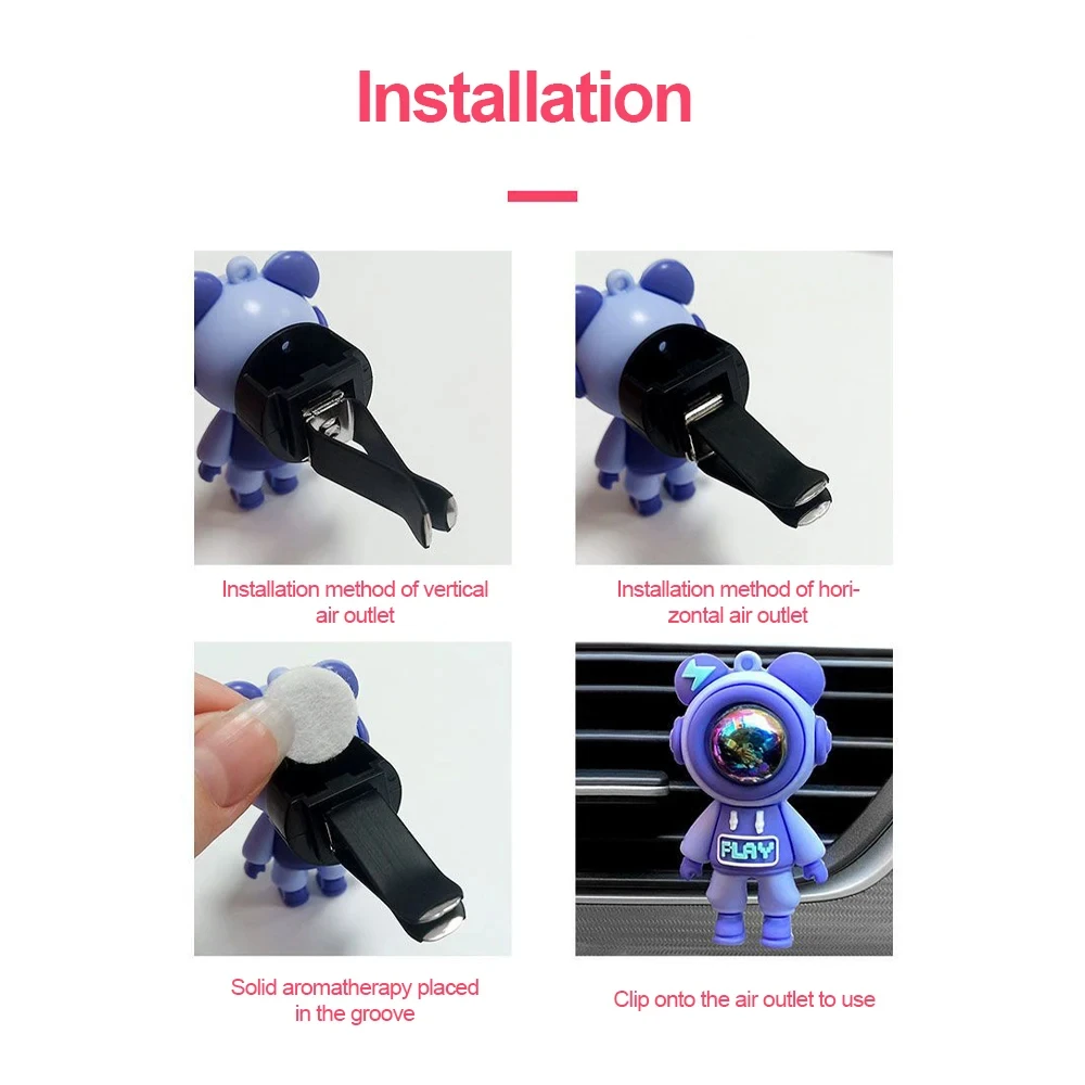 Clip de Perfume para salida de aire de coche, ambientador de astronauta de dibujos animados, salida de aire acondicionado, aromaterapia, decoración Interior de coche