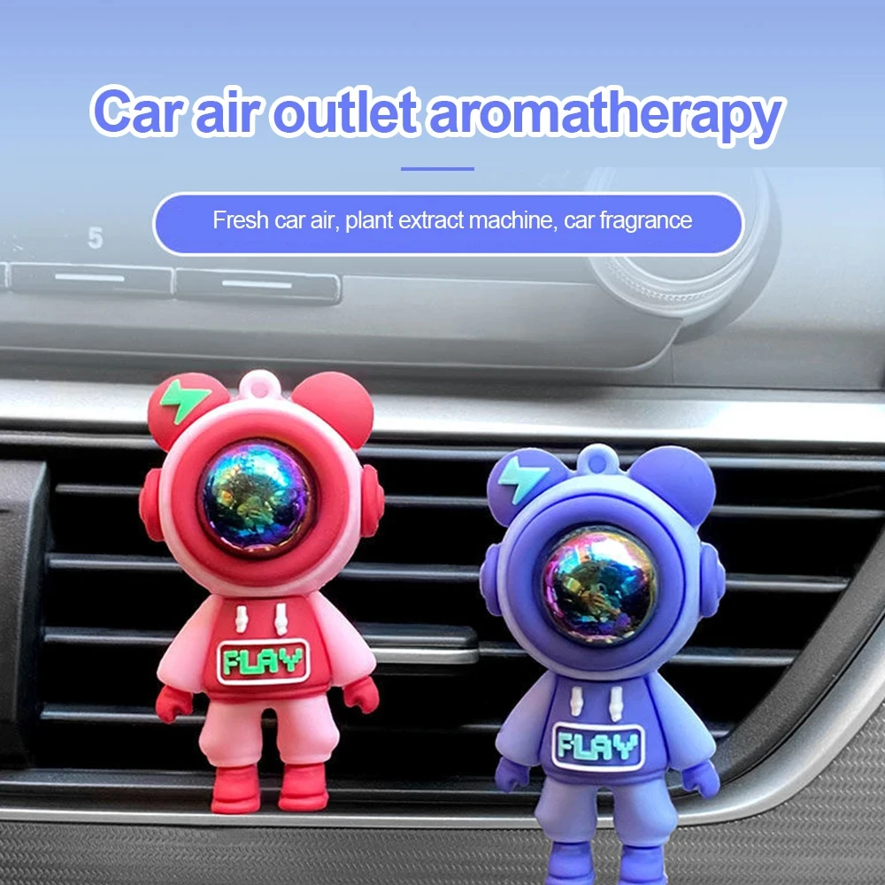 Clip de Perfume para salida de aire de coche, ambientador de astronauta de dibujos animados, salida de aire acondicionado, aromaterapia, decoración Interior de coche