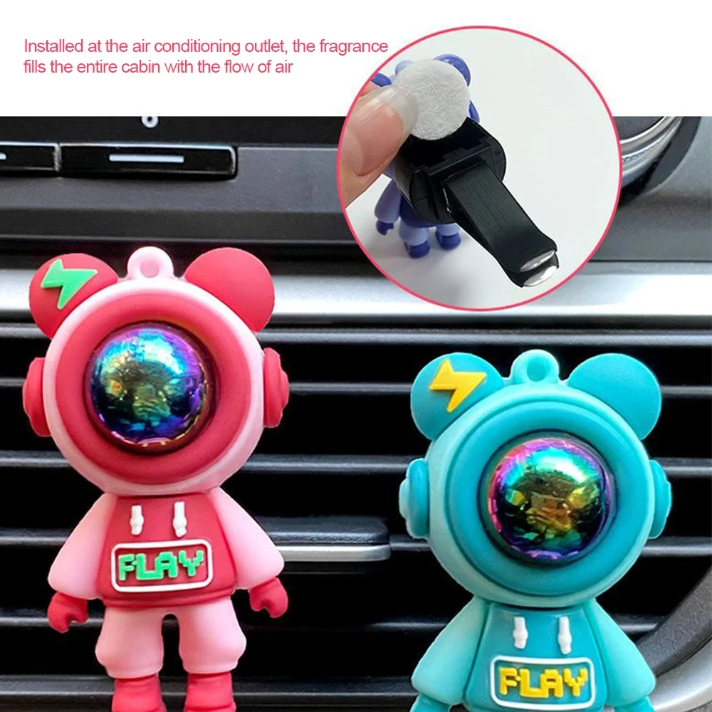 Clip de Perfume para salida de aire de coche, ambientador de astronauta de dibujos animados, salida de aire acondicionado, aromaterapia, decoración Interior de coche