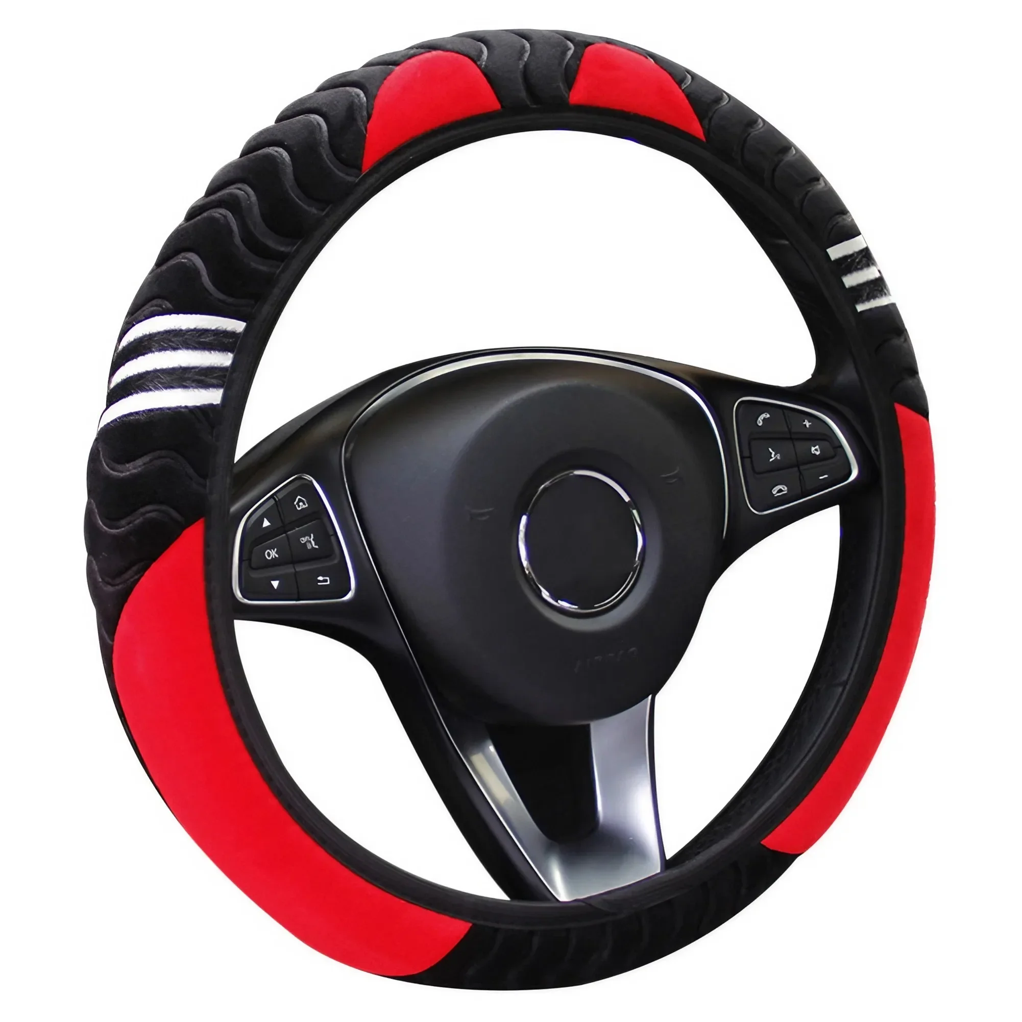 Protector universal antideslizante del volante del coche del cuero de la PU transpirable, accesorios de la decoración interior