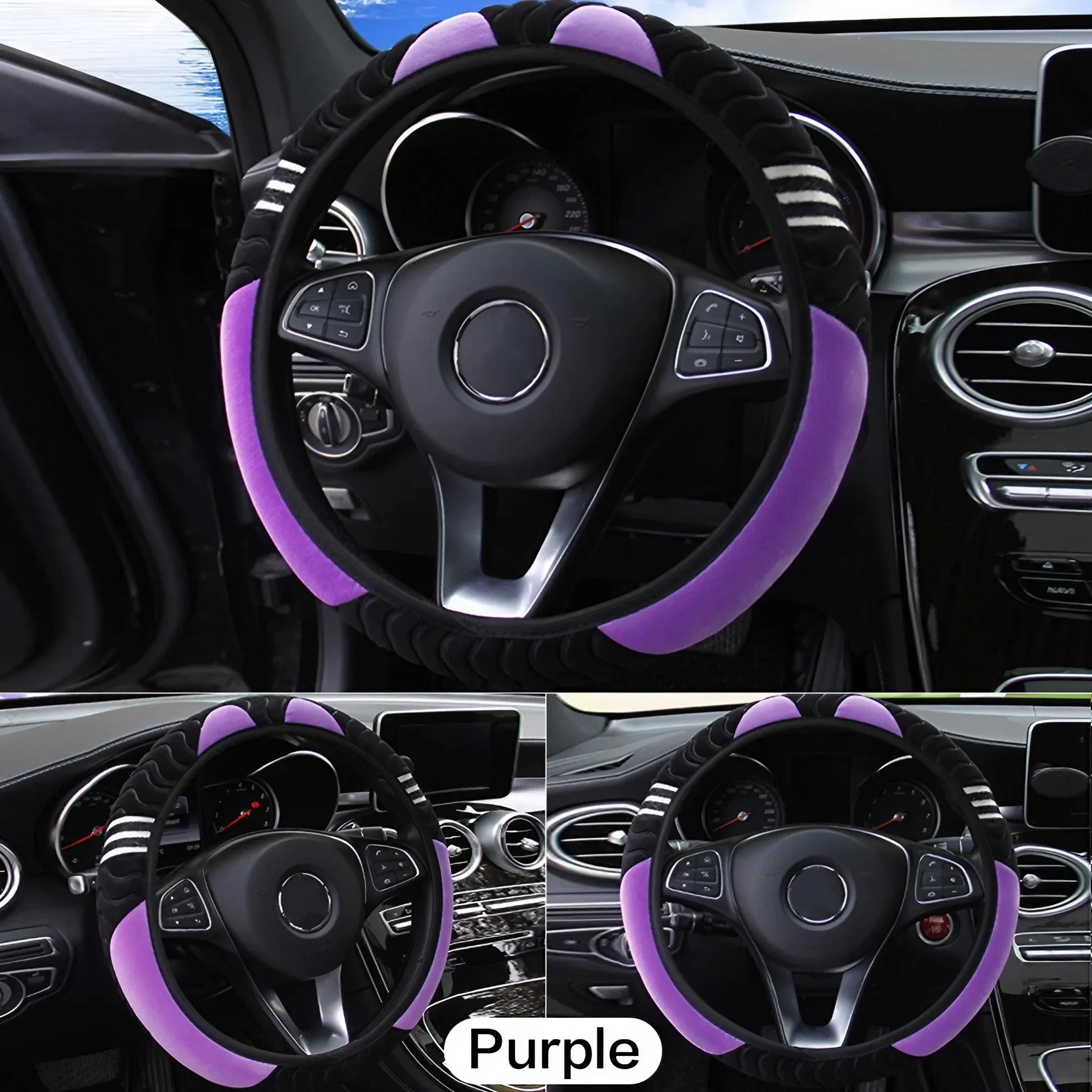 Protector universal antideslizante del volante del coche del cuero de la PU transpirable, accesorios de la decoración interior