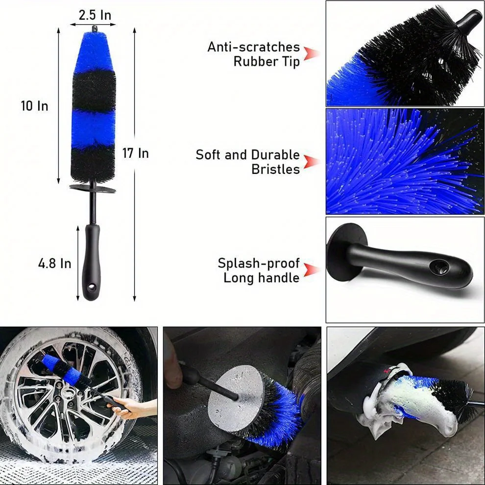 Kit de cepillos para ruedas y neumáticos, Juego de cepillos de perforación para detalles de coche, Juego de cepillos de limpieza y lavado de coches, 20 unidades