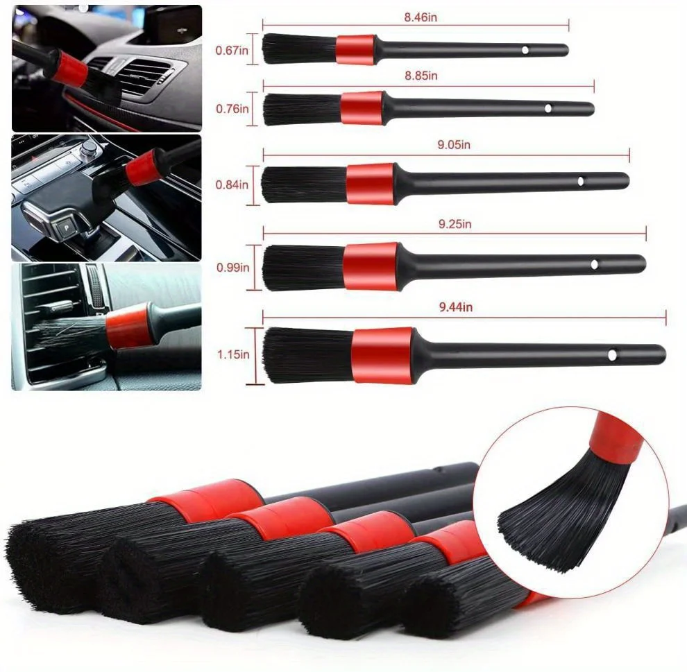 Kit de cepillos para ruedas y neumáticos, Juego de cepillos de perforación para detalles de coche, Juego de cepillos de limpieza y lavado de coches, 20 unidades